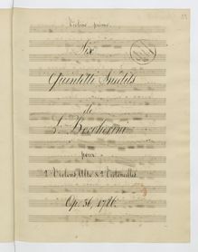 Partition violon 1, 6 corde quintettes, G.331-336 (Op.36), Boccherini, Luigi