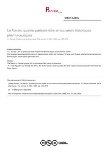 Le Marais, quartier parisien riche en souvenirs historiques pharmaceutiques - article ; n°283 ; vol.77, pg 355-372
