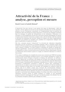 Attractivité de la France : analyse, perception et mesure ; suivi d un commentaire de Thierry Madiès - article ; n°1 ; vol.363, pg 97-127