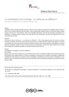 La cohabitation hors mariage : un mode de vie différent ? - article ; n°1 ; vol.179, pg 47-52