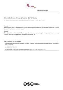 Contributions à l épigraphie de Chalcis - article ; n°1 ; vol.114, pg 473-498