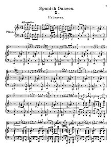 Partition , Habañera, Spanish Dances, Op.21, Sarasate, Pablo de