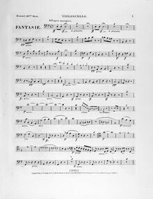 Partition violoncelles, Fantasie on  Oberons Zauberhorn , Oberons Zauberhorn: grosse Fantasie für das Piano-Forte, mit Begleitung des Orchesters