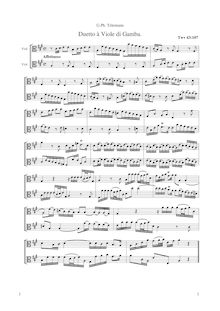 Partition complète pour violes de gambe, Duet pour 2 flûtes ou violons ou [aigu] viole de gambe da gambas, TWV 40:107