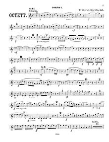 Partition cor 1, Octet pour vents, B♭ major, Lachner, Franz Paul