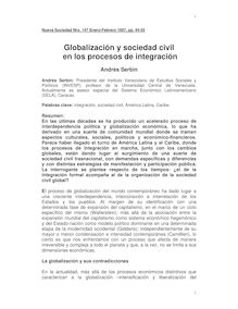 Globalización y sociedad civil en los procesos de integración