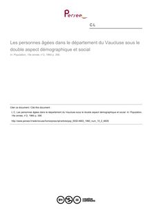 Les personnes âgées dans le département du Vaucluse sous le double aspect démographique et social - article ; n°2 ; vol.15, pg 356-356