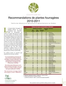 Recommandations de plantes fourragères 2010 2011