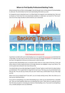 Where to Find Quality Professional Backing Tracks