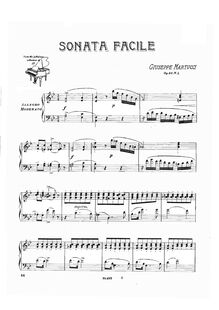 Partition complète, Sonata facile, Op.41, B♭ Major, Martucci, Giuseppe