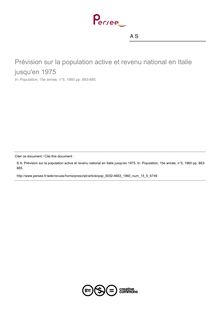 Prévision sur la population active et revenu national en Italie jusqu en 1975 - article ; n°5 ; vol.15, pg 883-885