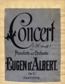 Partition couverture couleur, Piano Concerto No.1, Op.2, Albert, Eugen d 