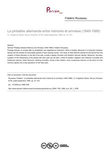 La philatélie allemande entre mémoire et amnésie (1949-1989) - article ; n°1 ; vol.59, pg 91-103