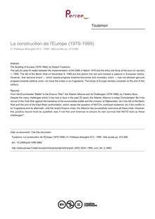 La construction de l Europe (1979-1999) - article ; n°3 ; vol.64, pg 573-585