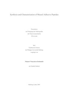 Synthesis and characterization of mussel adhesive peptides [Elektronische Ressource] / vorgelegt von Manjeet Vinayakrao Deshmukh