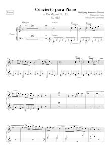 Partition Piano solo, Piano Concerto No.13, C major, Mozart, Wolfgang Amadeus