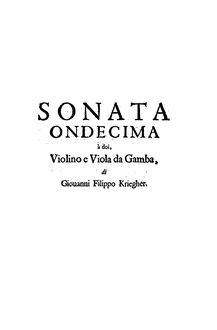 Partition Sonata No.11 en D major, 12 sonates pour violon, viole de gambe et Continuo