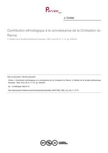 Contribution ethnologique à la connaissance de la Civilisation du Renne - article ; n°11 ; vol.49, pg 639-644