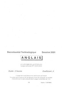 Anglais LV1 2001 Baccalauréat technologique