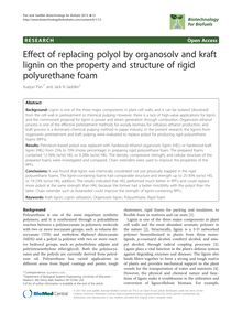 Effect of replacing polyol by organosolv and kraft lignin on the property and structure of rigid polyurethane foam
