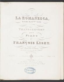Partition La romanesca. Mélodie du 16ième siècle (S.252a), Collection of Liszt editions, Volume 11