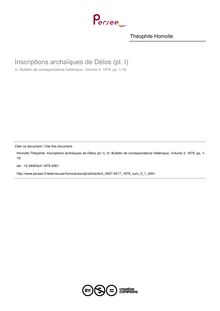 Inscriptions archaïques de Délos (pl. I) - article ; n°1 ; vol.3, pg 1-19