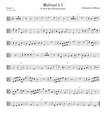 Partition ténor viole de gambe 2, alto clef, madrigaux pour 5 voix par  Orlando Gibbons par Orlando Gibbons