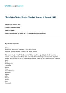 Global Gas Water Heater Market Research Report 2016