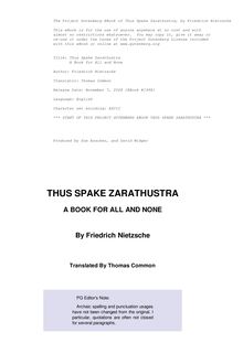 Thus Spake Zarathustra - A book for all and none