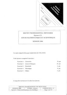 Etude mathématique et scientifique 2006 BP - Menuisier