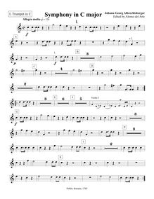 Partition trompette 1 (C), Symphony No.4, C major, Albrechtsberger, Johann Georg