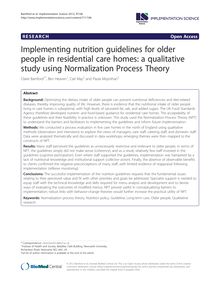 Implementing nutrition guidelines for older people in residential care homes: a qualitative study using Normalization Process Theory
