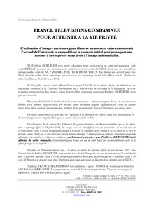 France télévisions condamnée pour violation de la vie privée