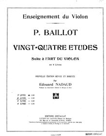 Partition Book 2, Etudes 7-12, pour Art of pour violon, Baillot, Pierre