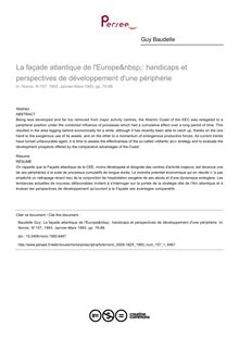La façade atlantique de l Europe : handicaps et perspectives de développement d une périphérie - article ; n°1 ; vol.157, pg 75-88