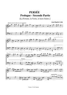 Partition Prologue, Second , partie, Persée, Lully, Jean-Baptiste