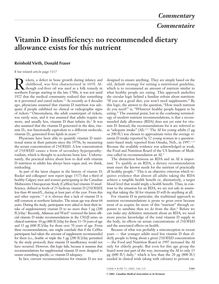 comment on Vitamin D insufficiency
