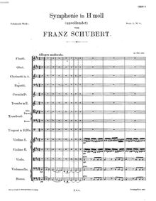 Partition complète, Symphony No.8, Unvollendete (Unfinished), B minor