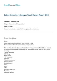 United States Snow Sweeper Truck Market Report 2016