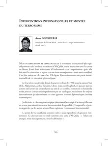 INTERVENTIONS INTERNATIONALES ET MONTÉE DU TERRORISME Anne GIUdICEllI