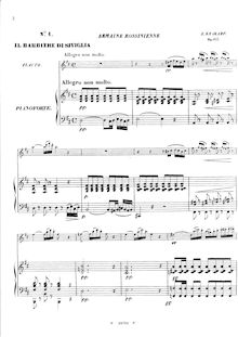 Partition flûte et partition de piano, Fantasia sul Barbiere di Siviglia di Rossini, Op.157