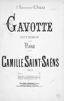 Partition complète, Gavotte, Op.23, Saint-Saëns, Camille par Camille Saint-Saëns