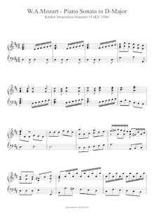 Partition Piano Sonata en D major, K.15bb, pour London Sketchbook