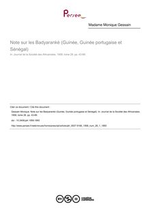 Note sur les Badyaranké (Guinée, Guinée portugaise et Sénégal) - article ; n°1 ; vol.28, pg 43-89