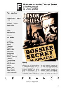 Monsieur Arkadin / Dossier Secret de Welles Orson