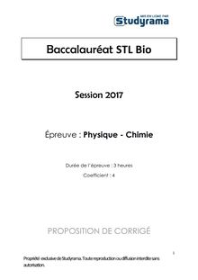 Corrigé Bac STL Bio 2017 - Physique - chimie