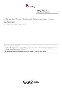 J. Girard, Les Bassari du Sénéral. Dynamique d une culture troglodytique  ; n°99 ; vol.26, pg 194-196