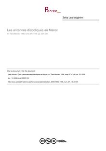 Les antennes diaboliques au Maroc - article ; n°146 ; vol.37, pg 331-338