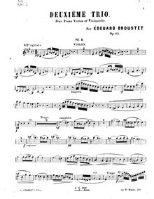 Partition violon, Piano Trio No.2, Op.42, A Major, Broustet, Édouard