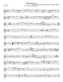 Partition ténor viole de gambe 2, alto clef, Canzon la Binama, Taeggio, Giovanni Domenico Rognoni par Giovanni Domenico Rognoni Taeggio
